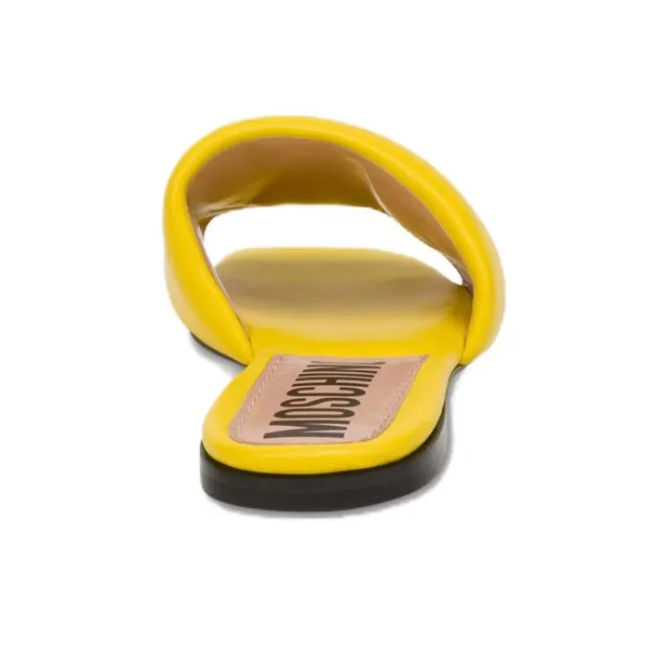 MOSCHINO Logo-plaque Flat Leather Sandals-3