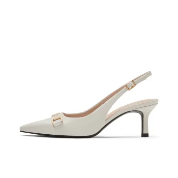 CHARLES&KEITH Small Ck High Heel Sandal 6.4cm Women's Chalk White/Black/Cognac Brandy