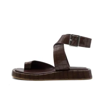 GIA BORGHINI Roxanne Croc Strap Sandals Women's Brown