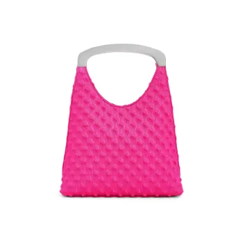 CHARLES&KEITH X Chet Lo Collection Fabric Small Ck Shoulder Bag, Handbag Women's Noir Black/Fuchsia