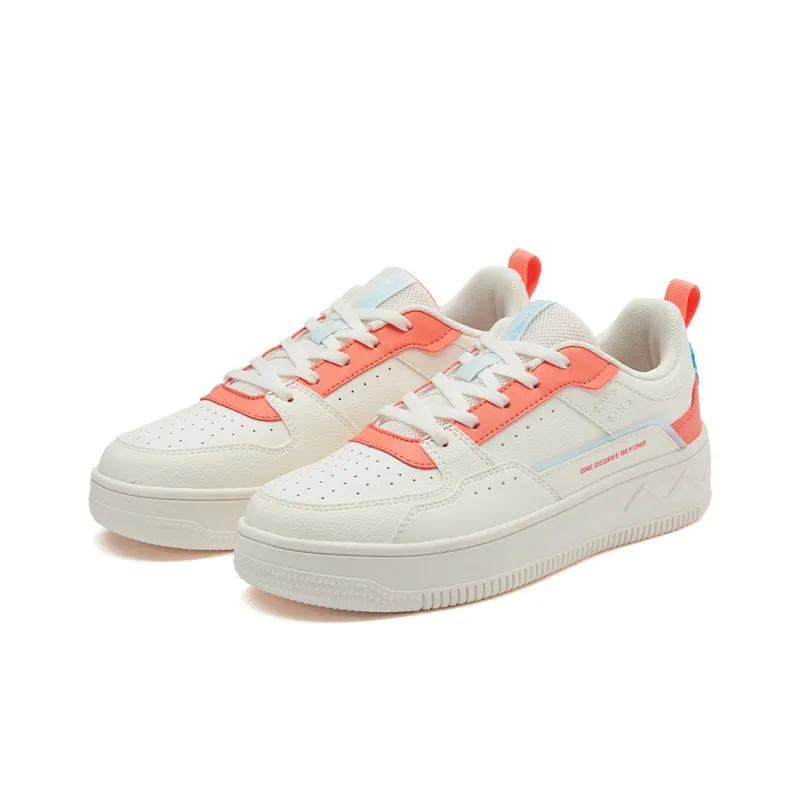 361° Coverage Slip Resistant Low Top Skateboard Shoes Women's Feather White Pink Orange-2