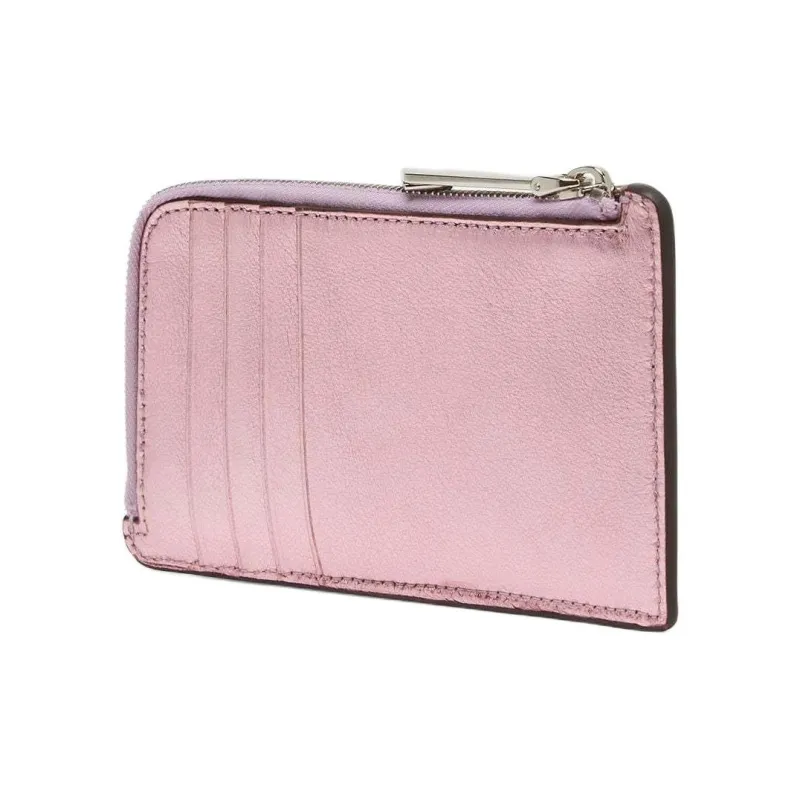 FENDI FF Diamonds Series Leather Card Holder Women's Pink-1