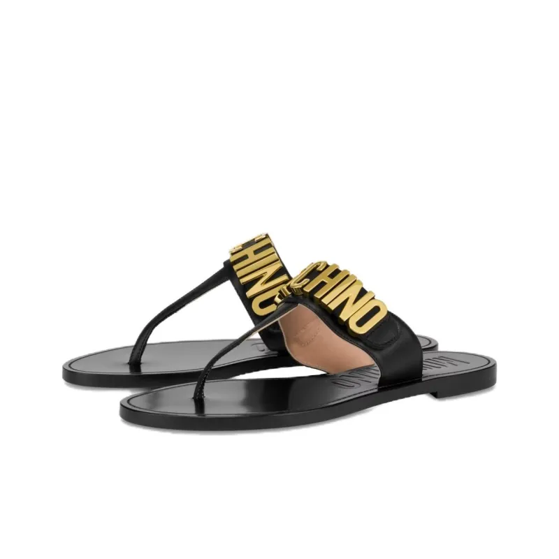 MOSCHINO Logo-plaque Flat Sandals-2