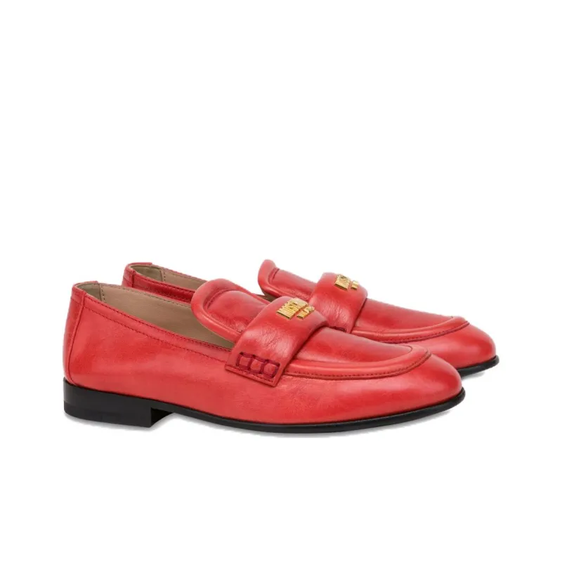 MOSCHINO Logo-stamp Leather Loafers-2