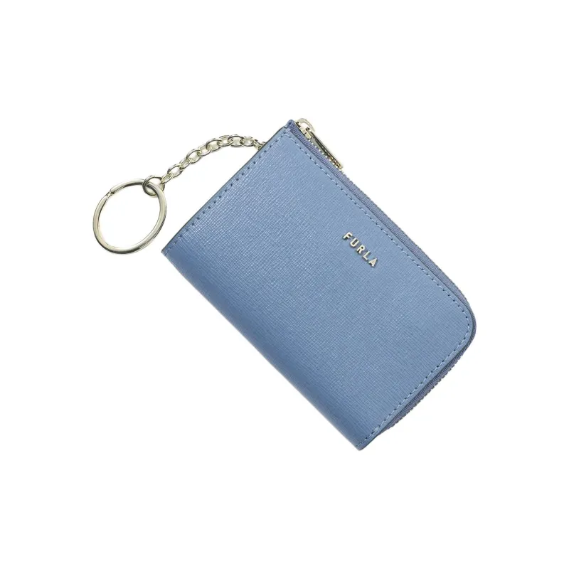 Furla Babylon Embossed Leather Key Pouch Women's Blue-1