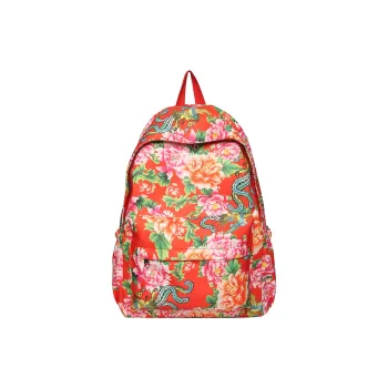 Deli Bear Nylon Backpack Regular Women's Red/Green/Black