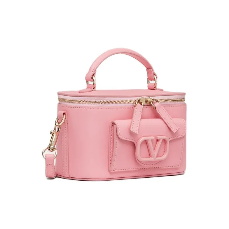 Valentino Locò Calfskin Box Bag Shoulder Bag Crossbody Bag Handbag Mini Women's Cream Pink-1