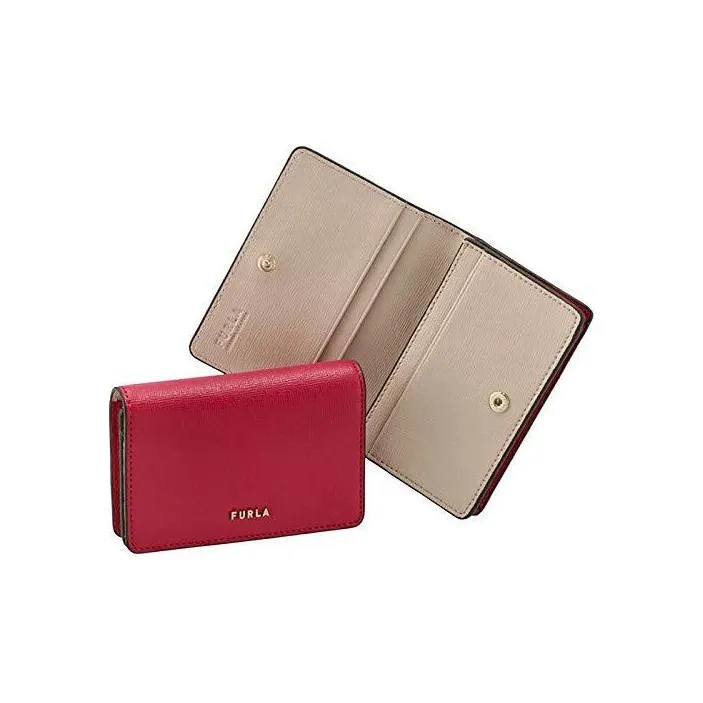 Furla Leather Business Card Holder Wallet Regular Women's Red-1