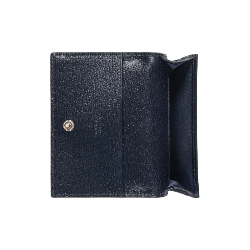 GUCCI Ophidia Supreme Canvas With Leather Wallet Card Holder Men's Blue & Dark Blue-3