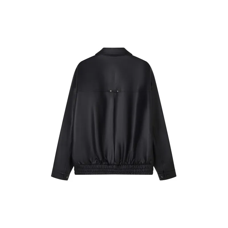 Teenie Weenie Men Leather Jacket Unisex Black-3