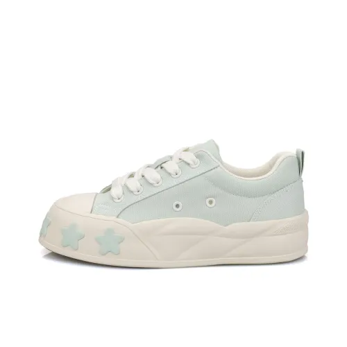 B10CROWN Canvas Shoes Women's Low-Top Mint Green/Black/Beige