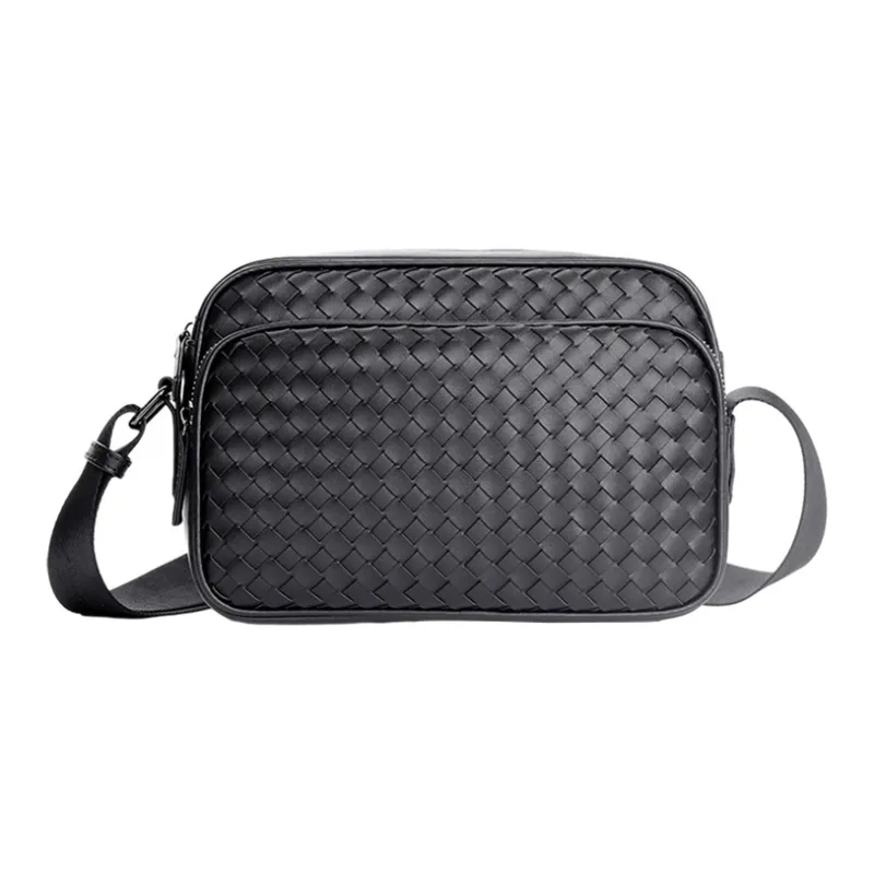 ALNI BITTON Synthetic Leather Small Square Bag Shoulder Bag Crossbody Bag Regular Men's Black/Black Woven-0