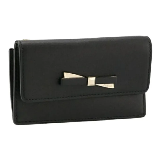 Furla Calfskin Coin Purse Card Holder Wallet Mini Women's Black-1