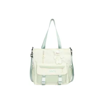 Techson Nylon Handheld Book Bag Tutoring Bag Shoulder Bag Medium Size Unisex White/Beige/Pink/Purple/Black