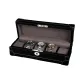 [5 Watch Slot]Black Microfiber Leather+Gray Fleece