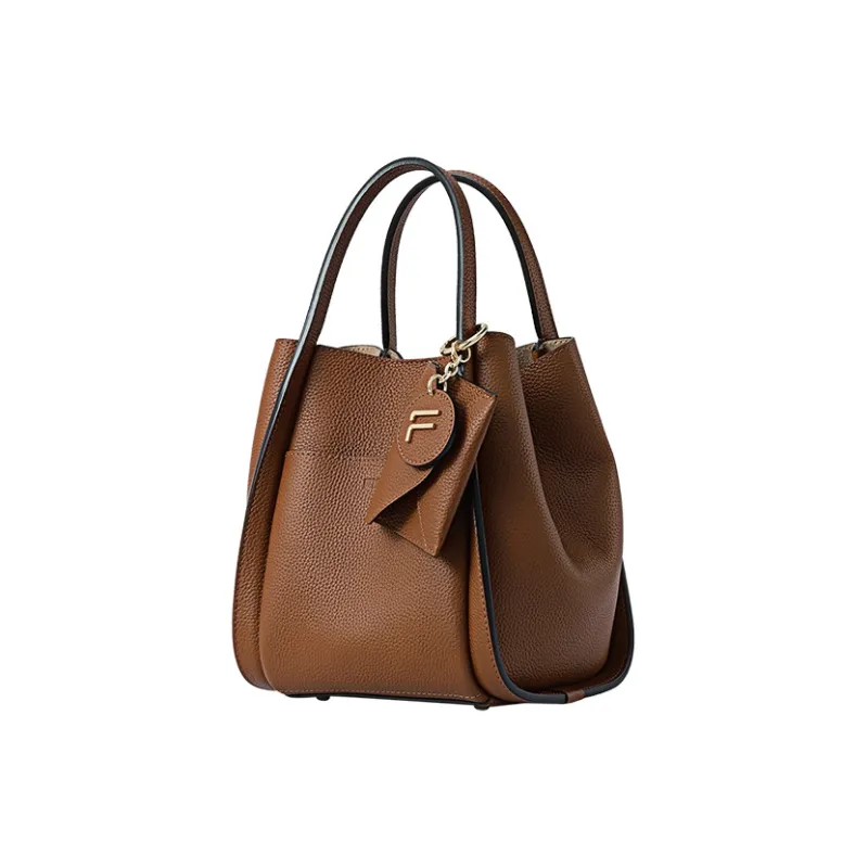 FION Cow Leather Bucket Bag Handbag Medium Size Women's Multicolor-1