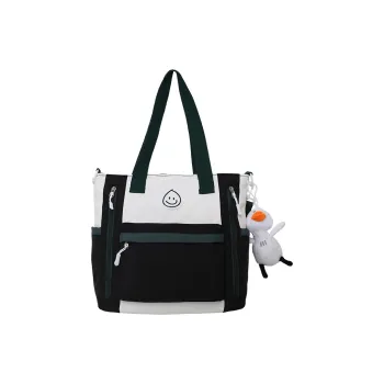 Techson Nylon Shoulder Bag Medium Size Unisex Black/Green/Pink/Blue/Khaki