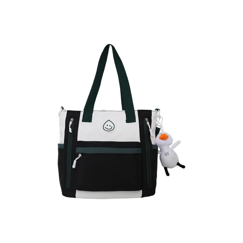 Techson Nylon Shoulder Bag Medium Size Unisex Black/Green/Pink/Blue/Khaki-0