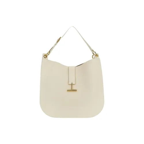 TF Calfskin Shoulder Bag Crossbody Bag Women's White