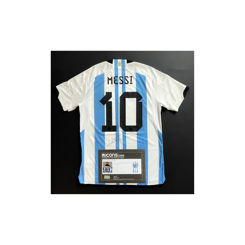 ICONS.com Messi Includes Certification Certificate Not Framed World Cup Champion 2-Star Soccer Apparel-0