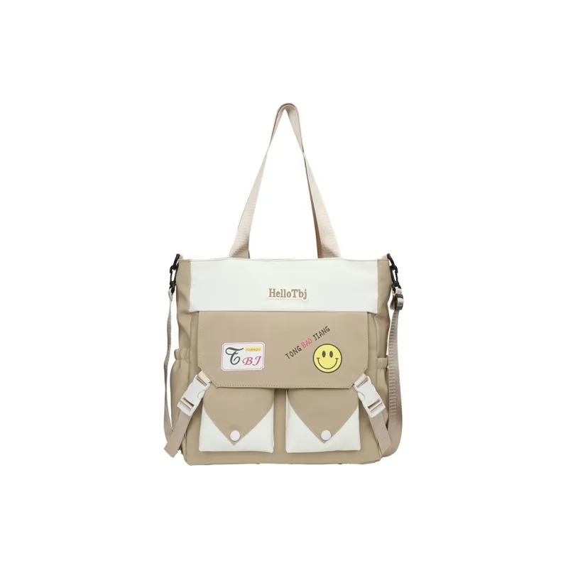Techson Nylon Shoulder Bag Crossbody Bag Medium Size Unisex Pink/Beige Yellow/Green/Black/Purple-2