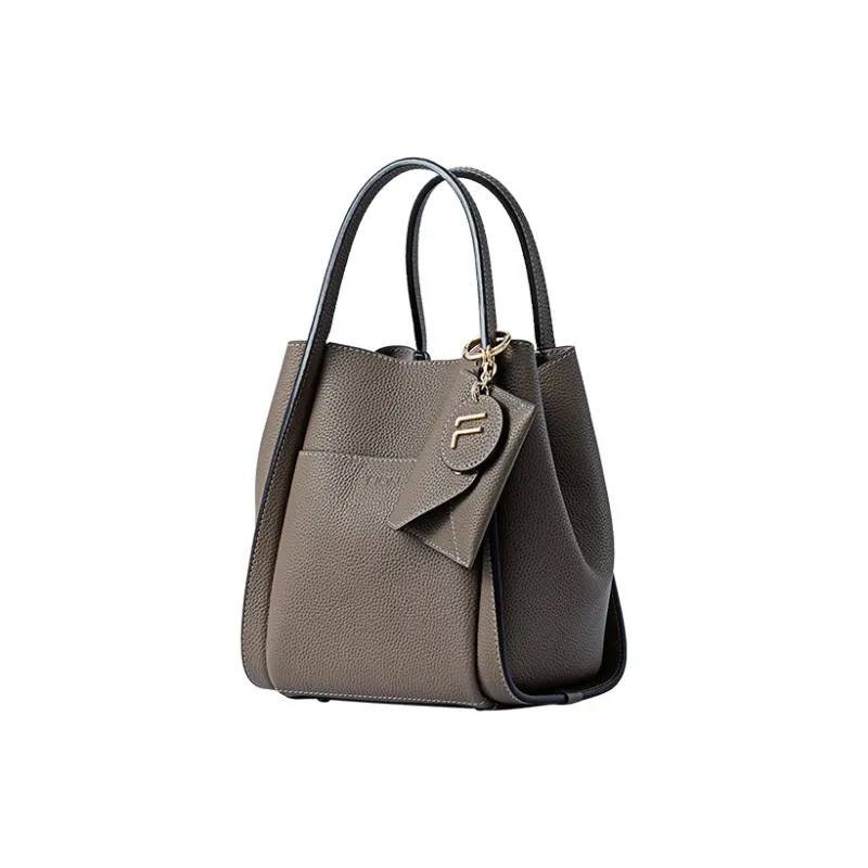 FION Cow Leather Bucket Bag Handbag Medium Size Women's Multicolor-7