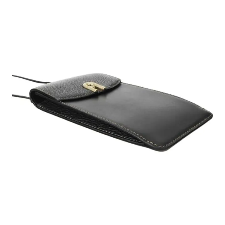 Furla Leather One Shoulder Crossbody Cell Phone Pouch Women's Black-4