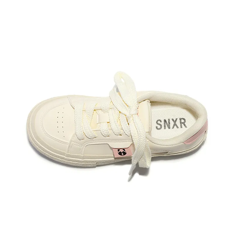 SNXR Slip Resistant Water Resistant Cushioned Height Increasing Low Top Skateboard Shoes Women's Beige Pink-4