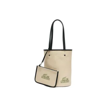LACOSTE Cotton Bucket Bags Shoulder Bags Women's Beige