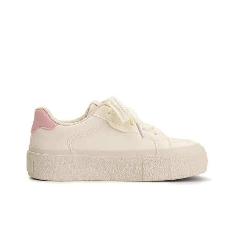 SNXR Slip Resistant Water Resistant Cushioned Height Increasing Low Top Skateboard Shoes Women's Beige Pink-1