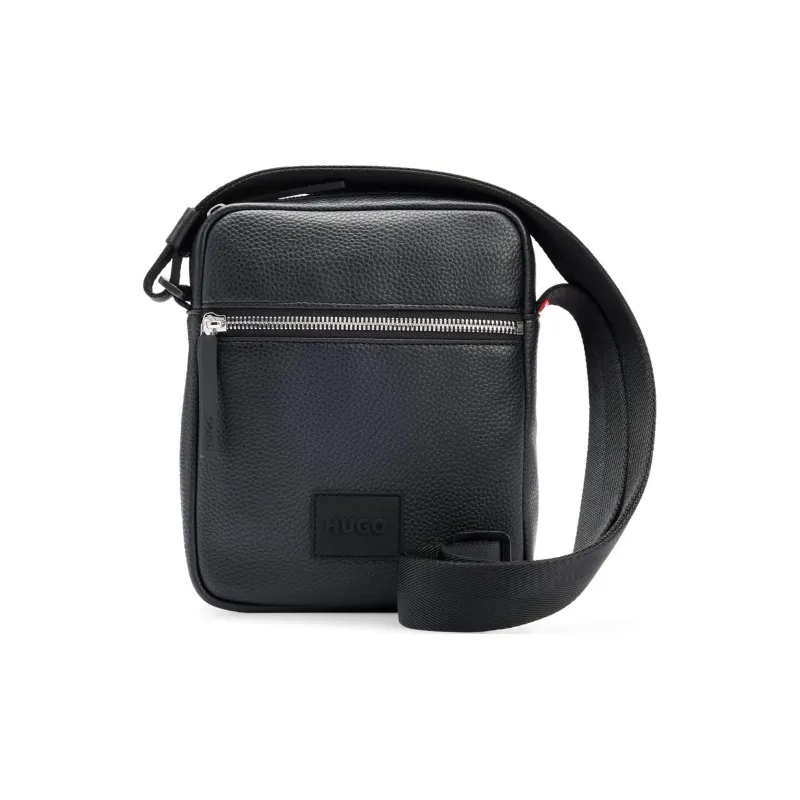 HUGO BOSS Artificial Leather Journalist Bag, Shoulder Bag, Crossbody Bag Men's Black-0