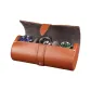3 Watch Slots[Brown Microfiber Leather+Gray Ultra-Soft Fabric]