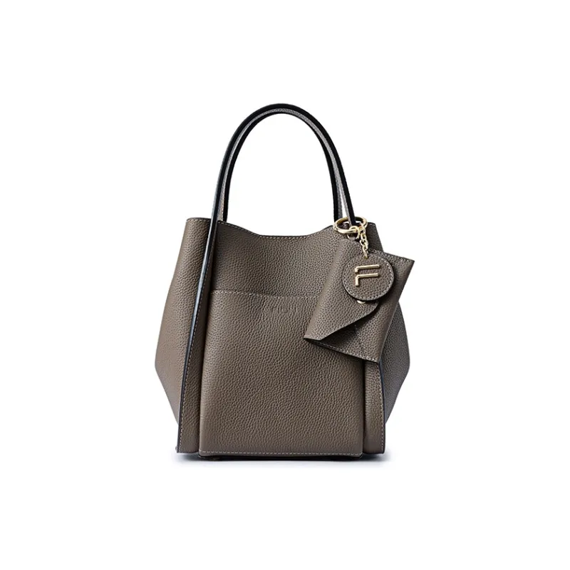 FION Cow Leather Bucket Bag Handbag Medium Size Women's Multicolor-6
