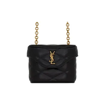 SAINT LAURENT June Sheepskin Box Shaped Bag, Crossbody Bag, Shoulder Bag Women's Black