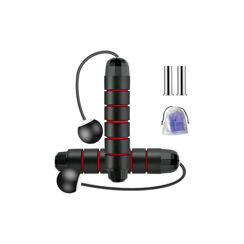 Ledomoda Fitness Training Non Countable Jump Ropes Adults EVA Outer Cotton Controller PVC Plastic Rope 3m Black-6