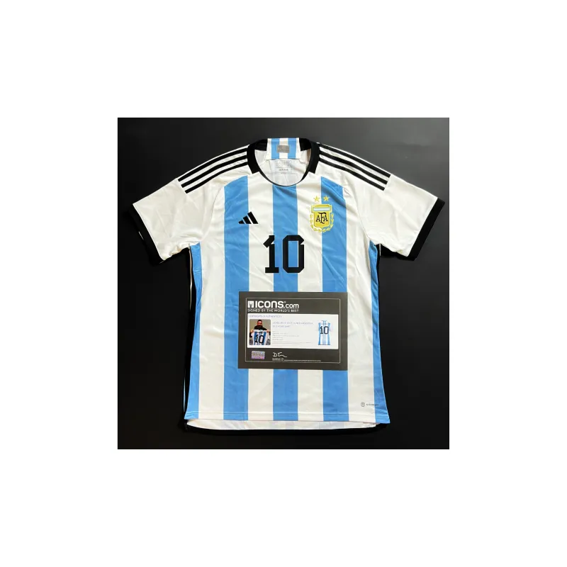 ICONS.com Messi Includes Certification Certificate Not Framed World Cup Champion 2-Star Soccer Apparel-1