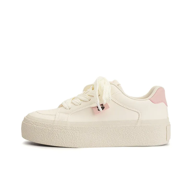 SNXR Slip Resistant Water Resistant Cushioned Height Increasing Low Top Skateboard Shoes Women's Beige Pink-0