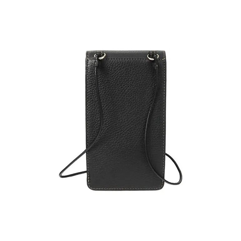 Furla Leather One Shoulder Crossbody Cell Phone Pouch Women's Black-3