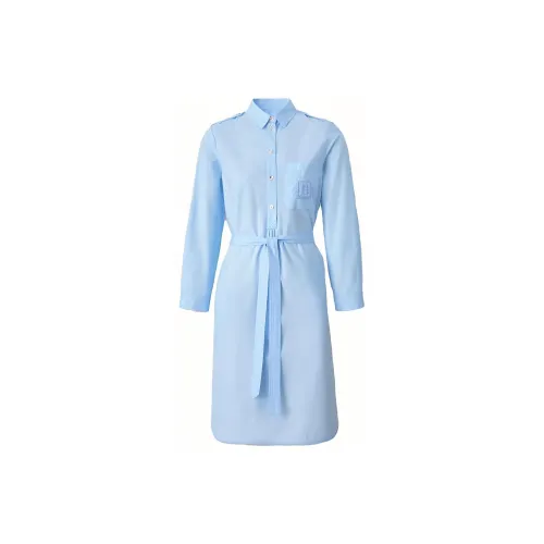 Burberry Long-Sleeved Dresses Women's Light Blue