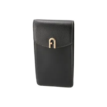 Furla Leather One Shoulder Crossbody Cell Phone Pouch Women's Black
