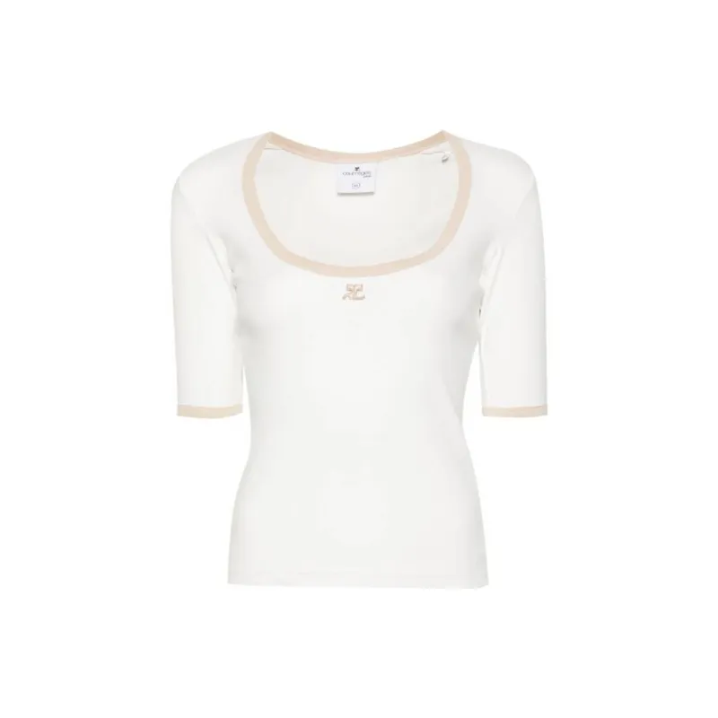 COURREGES Holistic Contrast Cotton T shirt-5
