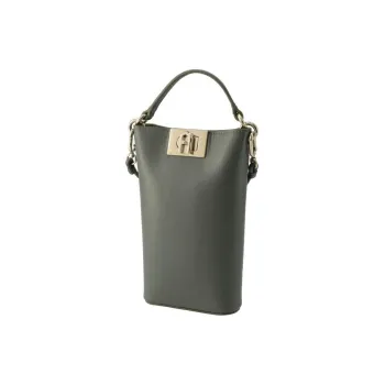 Furla 1927 Collection Calfskin Cell Phone Pouch Portable Crossbody Bag Shoulder Bag Mini Women's Cactus Gray Green