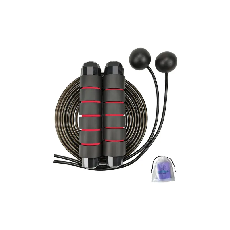 Ledomoda Fitness Training Non Countable Jump Ropes Adults EVA Outer Cotton Controller PVC Plastic Rope 3m Black-18