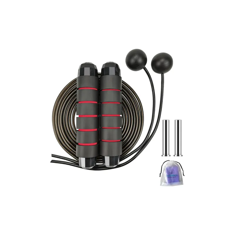 Ledomoda Fitness Training Non Countable Jump Ropes Adults EVA Outer Cotton Controller PVC Plastic Rope 3m Black-30