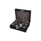 [8 Watch Slot]Black Microfiber Leather+Gray Fleece