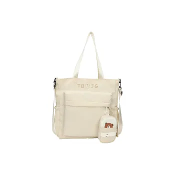 Techson Nylon Handbag Shoulder Bag Crossbody Bag Medium Size Unisex Ecru/Pink/Purple/Green/Black