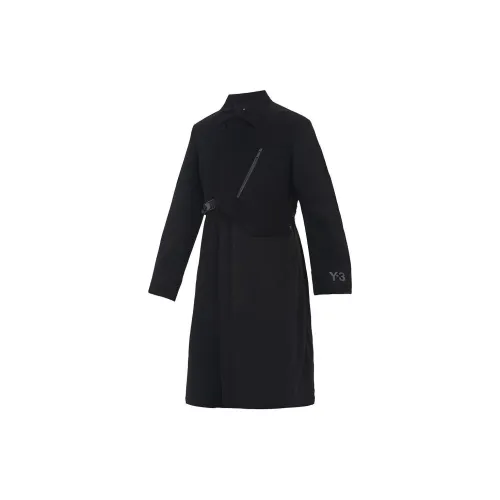 Y-3 Men’s Wool Overcoat Coat Black 