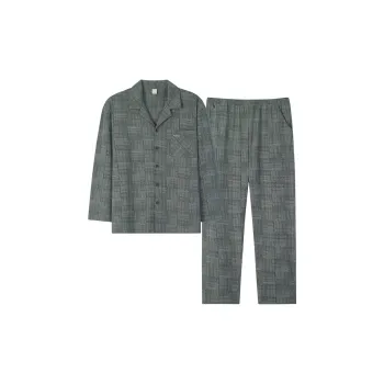 Sha Qian Pajama Set Spring And Autumn Season Men's Dark Green