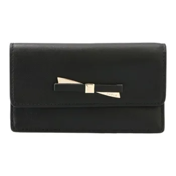 Furla Calfskin Coin Purse Card Holder Wallet Mini Women's Black