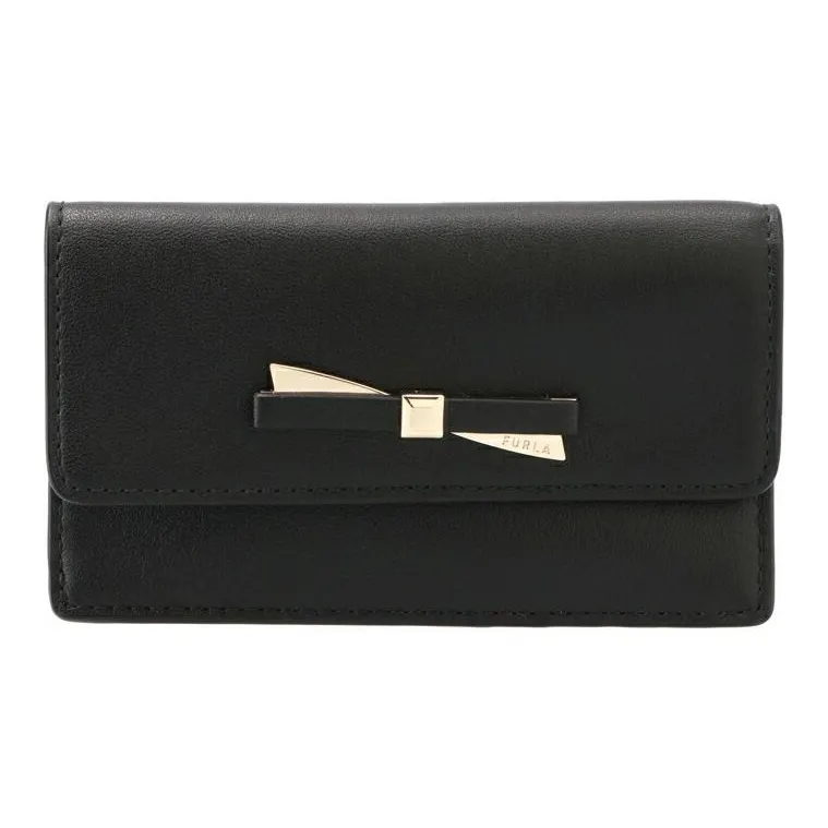 Furla Calfskin Coin Purse Card Holder Wallet Mini Women's Black-0
